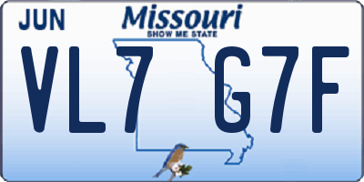 MO license plate VL7G7F