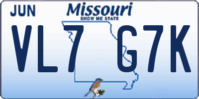 MO license plate VL7G7K