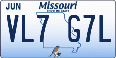 MO license plate VL7G7L