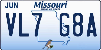 MO license plate VL7G8A