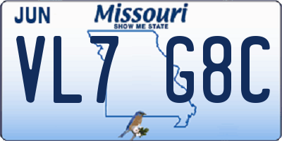 MO license plate VL7G8C