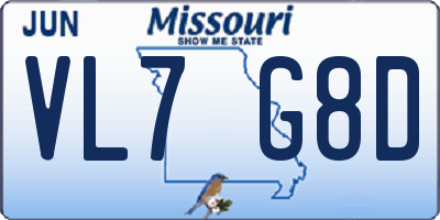 MO license plate VL7G8D