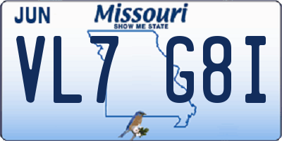 MO license plate VL7G8I