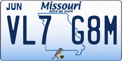 MO license plate VL7G8M