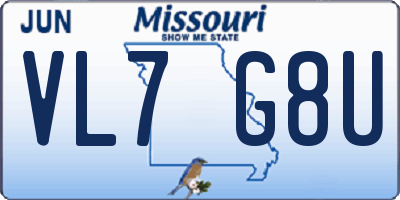 MO license plate VL7G8U