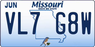 MO license plate VL7G8W