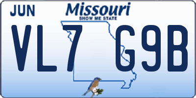 MO license plate VL7G9B