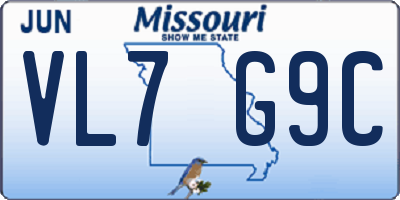 MO license plate VL7G9C