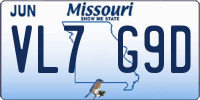 MO license plate VL7G9D
