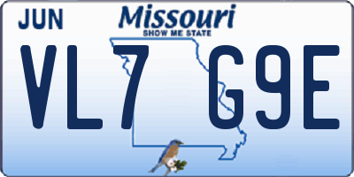 MO license plate VL7G9E