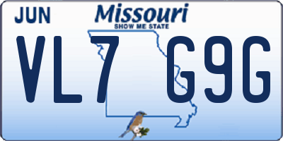 MO license plate VL7G9G