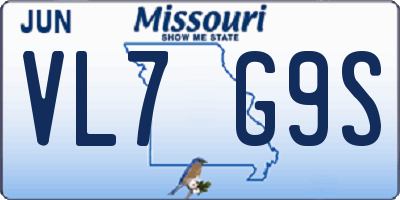 MO license plate VL7G9S