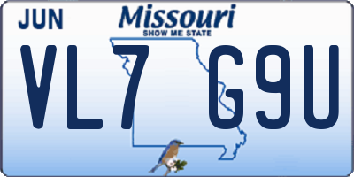 MO license plate VL7G9U
