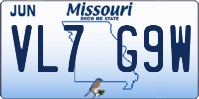 MO license plate VL7G9W