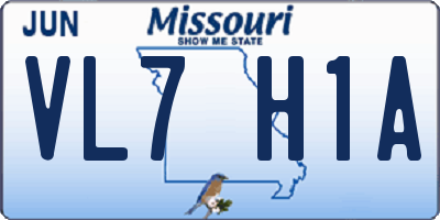 MO license plate VL7H1A