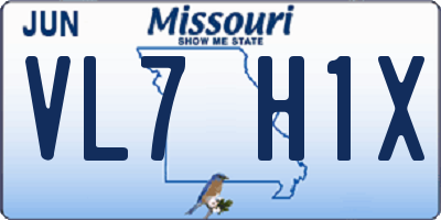 MO license plate VL7H1X