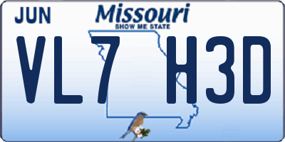 MO license plate VL7H3D