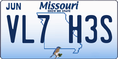 MO license plate VL7H3S