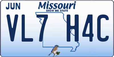 MO license plate VL7H4C