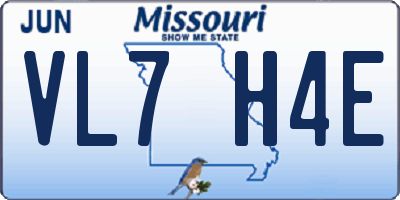 MO license plate VL7H4E