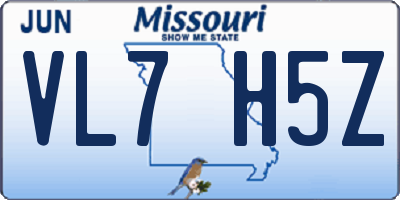 MO license plate VL7H5Z