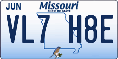 MO license plate VL7H8E