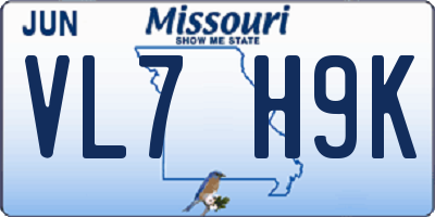 MO license plate VL7H9K
