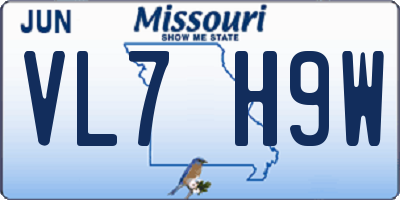 MO license plate VL7H9W