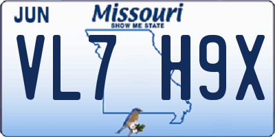 MO license plate VL7H9X