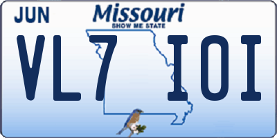 MO license plate VL7I0I