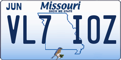 MO license plate VL7I0Z