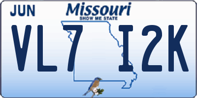 MO license plate VL7I2K