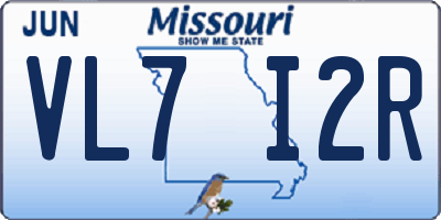 MO license plate VL7I2R