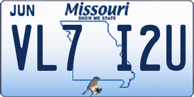 MO license plate VL7I2U