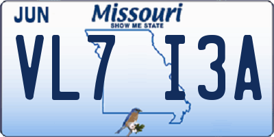 MO license plate VL7I3A