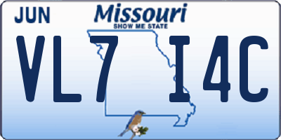 MO license plate VL7I4C