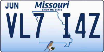 MO license plate VL7I4Z