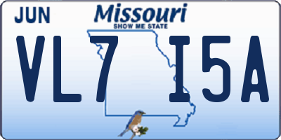 MO license plate VL7I5A
