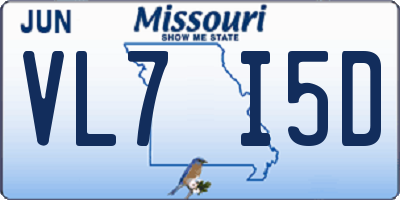 MO license plate VL7I5D