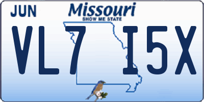 MO license plate VL7I5X