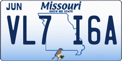 MO license plate VL7I6A