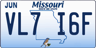 MO license plate VL7I6F