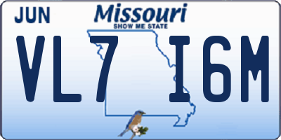 MO license plate VL7I6M