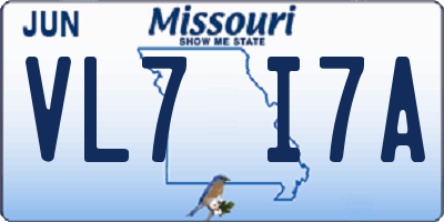 MO license plate VL7I7A
