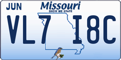 MO license plate VL7I8C