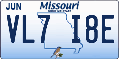 MO license plate VL7I8E