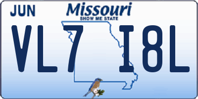MO license plate VL7I8L