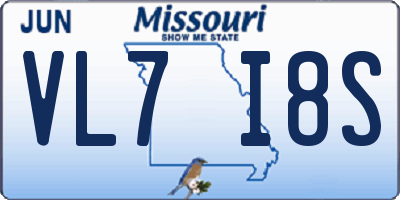 MO license plate VL7I8S