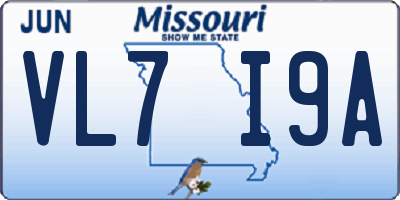 MO license plate VL7I9A
