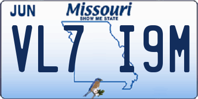 MO license plate VL7I9M